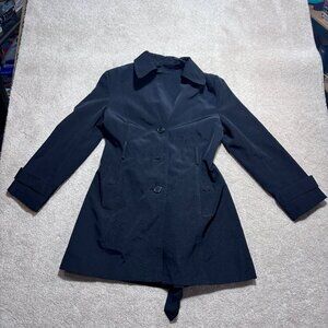 London Fog Black Belted Trench Coat M REG